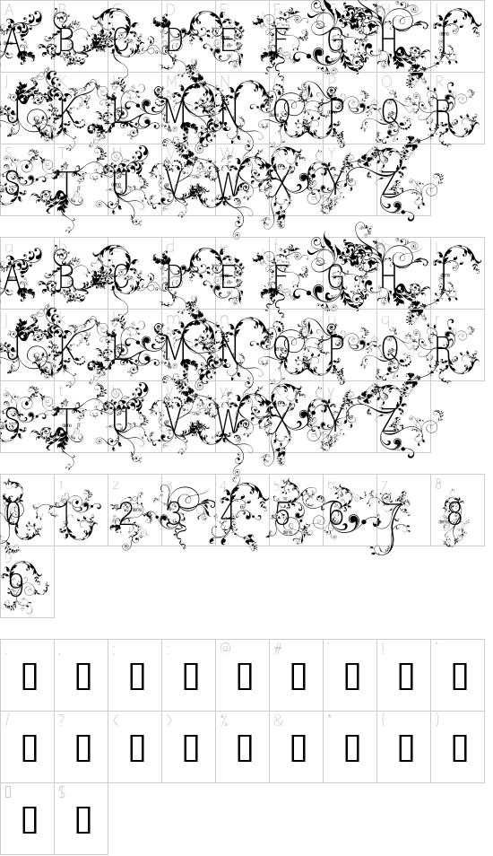 Unterschiedliche Zeichen in der Tattoo Vorlage