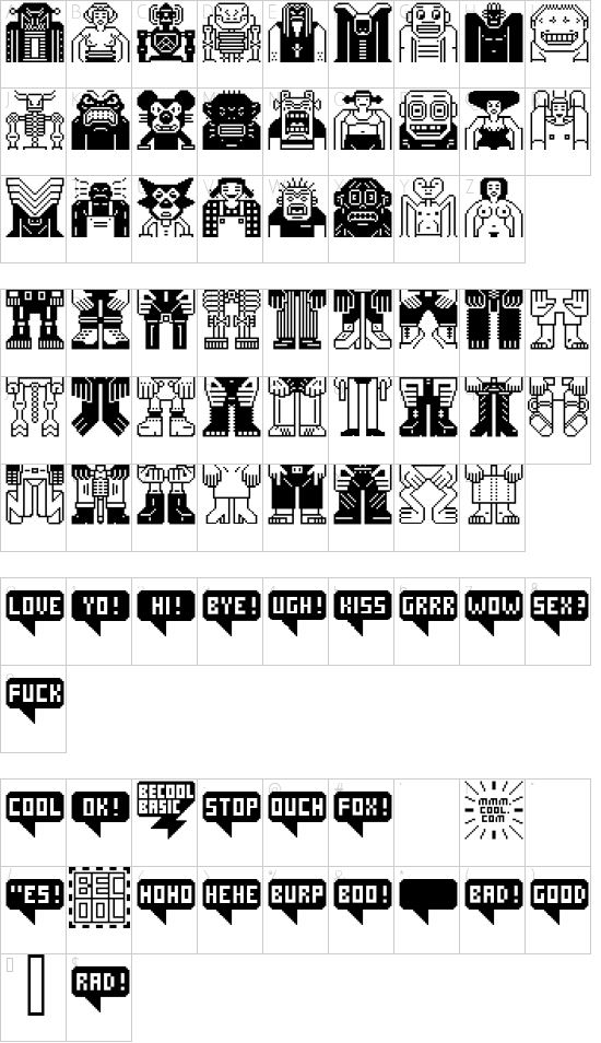 Unterschiedliche Zeichen in der Tattoo Vorlage