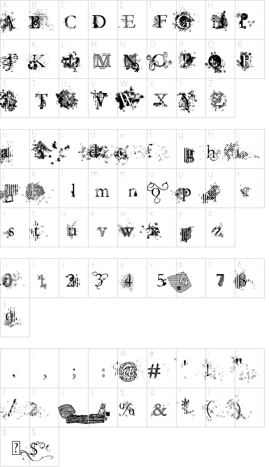 Unterschiedliche Zeichen in der Tattoo Vorlage